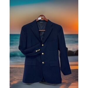 Polo Ralph Lauren Blazer Boys 20 Navy Blue Equestrian Gold Button Vintage Union‎